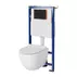 Set rezervor WC cu cadru B630 Cersanit Tech Line Opti si clapeta B1 negru plus vas WC Zen cu capac alb picture - 1