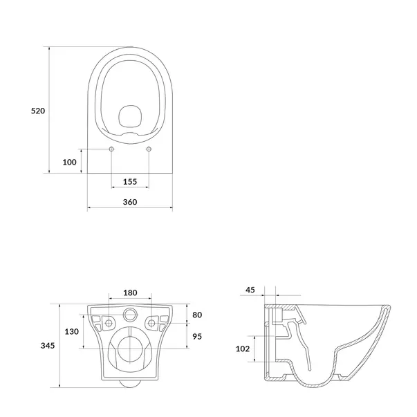 Set rezervor WC cu cadru B640 Cersanit Tech Line Opti si clapeta B2 crom plus vas WC Larga cu capac alb picture - 4
