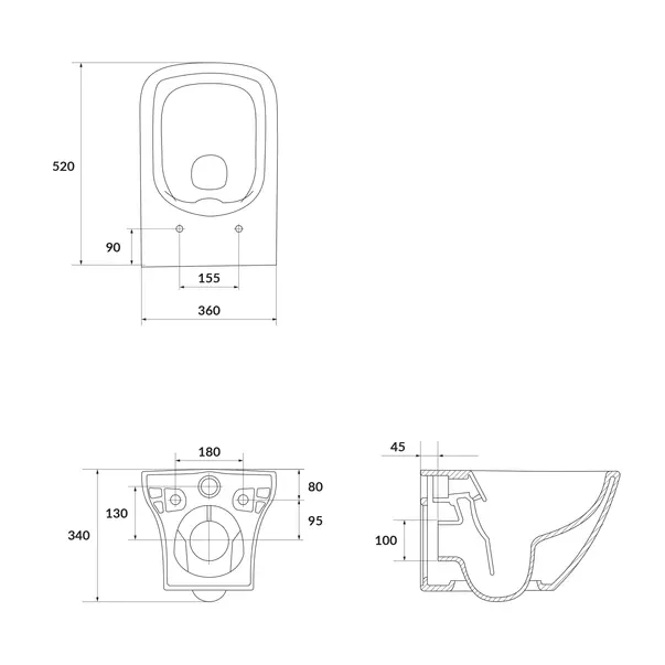 Set rezervor WC cu cadru B642 Cersanit Tech Line Opti si clapeta B1 crom plus vas WC Larga cu capac alb picture - 3