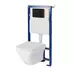 Set rezervor WC cu cadru B643 Cersanit Tech Line Opti si clapeta B1 negru plus vas WC Larga cu capac alb picture - 1