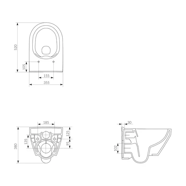 Set rezervor WC cu cadru B645 Cersanit Tech Line Opti si clapeta B2 negru plus vas WC Crea cu capac alb picture - 2