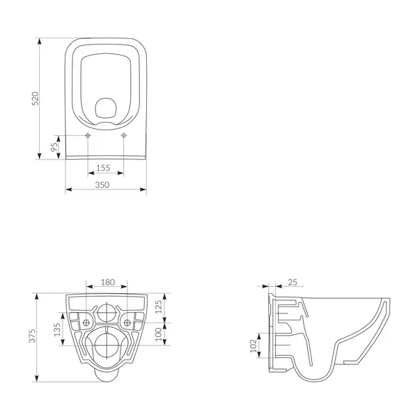 Set rezervor WC cu cadru B646 Cersanit Tech Line Opti si clapeta B1 crom plus vas WC Crea cu capac alb picture - 4