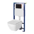 Set rezervor WC cu cadru B647 Cersanit Tech Line Opti si clapeta B1 negru plus vas WC Crea cu capac alb picture - 1