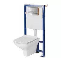 Set rezervor WC cu cadru B656 Cersanit Tech Line Opti si clapeta A2 crom plus vas WC Carina cu capac alb