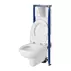 Set rezervor WC cu cadru B677 Cersanit Tech Line Base si clapeta Smart crom plus vas WC Cersania cu capac alb picture - 2