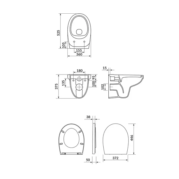 Set rezervor WC cu cadru B677 Cersanit Tech Line Base si clapeta Smart crom plus vas WC Cersania cu capac alb picture - 4