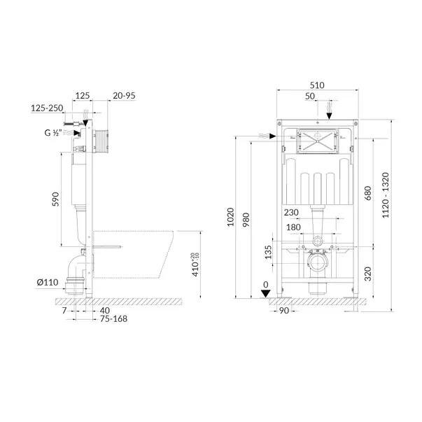 Set rezervor WC cu cadru incastrat Cersanit Tech Line Opti B650 si clapeta de actionare B2 crom lucios picture - 3
