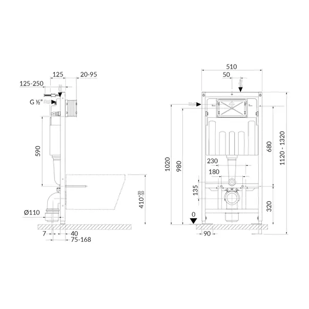 Set rezervor WC cu cadru incastrat Cersanit Tech Line Opti B653 si clapeta de actionare B2 negru mat picture - 3