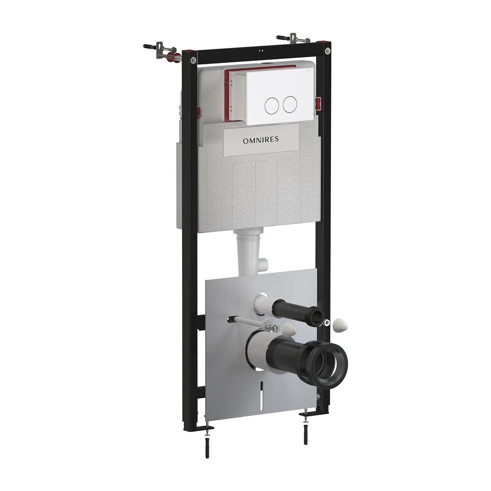 Set rezervor WC cu cadru Omnires StrongFrame cu spalare ECO si clapeta Minimal alb mat