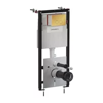 Set rezervor WC cu cadru Omnires StrongFrame cu spalare ECO si clapeta Minimal auriu lucios