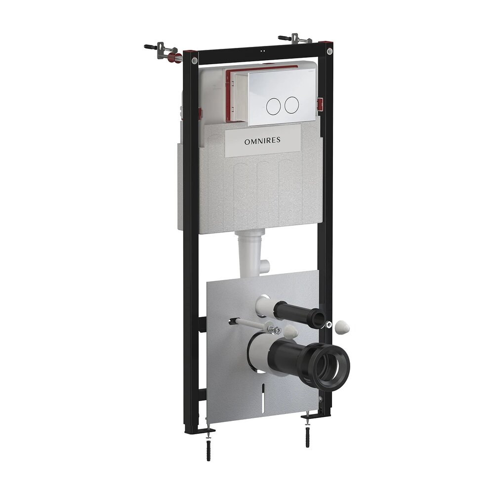 Set rezervor WC cu cadru Omnires StrongFrame cu spalare ECO si clapeta Minimal crom lucios