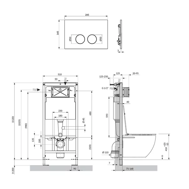 Set rezervor WC cu cadru Omnires StrongFrame cu spalare ECO si clapeta Minimal cupru periat picture - 4
