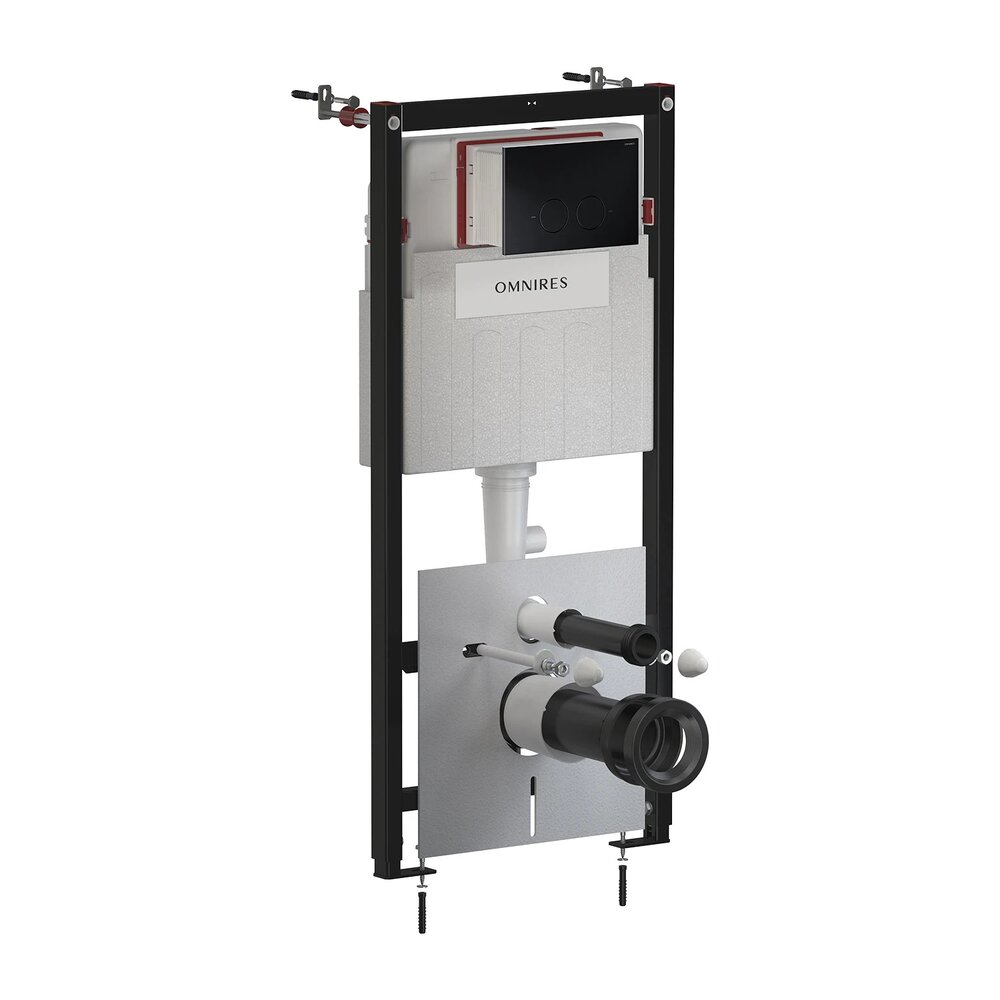 Set rezervor WC cu cadru Omnires StrongFrame cu spalare ECO si clapeta Minimal negru mat
