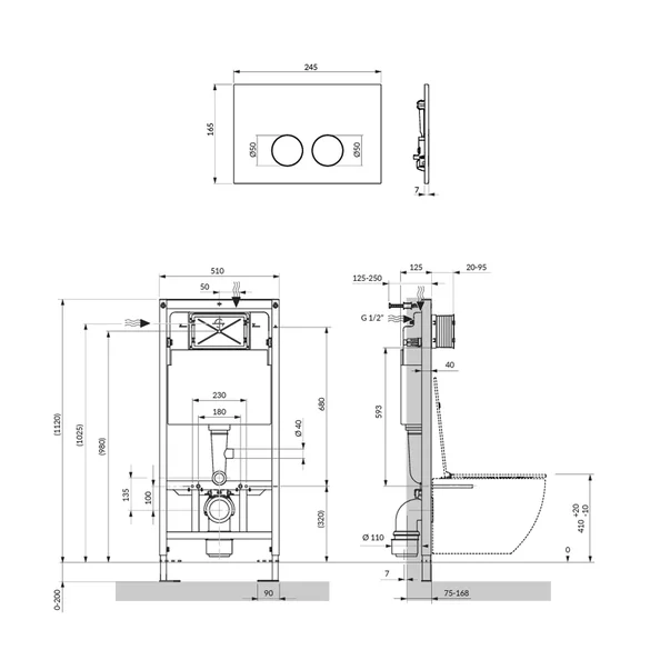 Set rezervor WC cu cadru Omnires StrongFrame si clapeta Minimal alb lucios picture - 4
