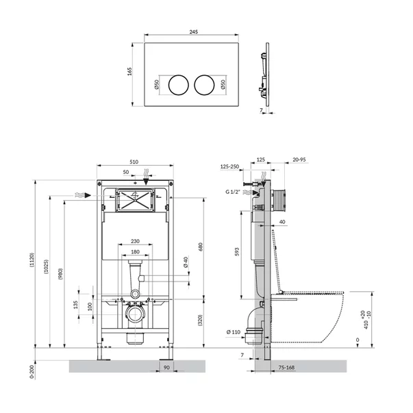 Set rezervor WC cu cadru Omnires StrongFrame si clapeta Minimal auriu lucios picture - 4