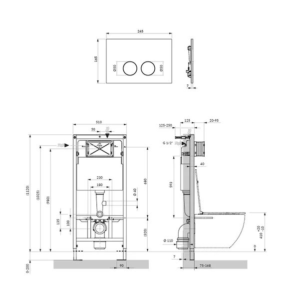 Set rezervor WC cu cadru Omnires StrongFrame si clapeta Minimal crom lucios picture - 2