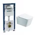 Set rezervor WC incastrat cu set fixare Geberit Duofix Up100 si clapeta Delta crom plus vas WC Rune Jord alb cu capac slim softclose picture - 1