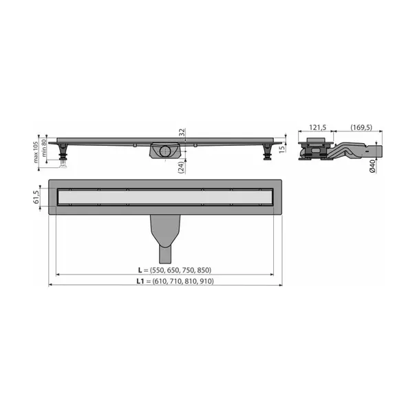 Set rigola cu capac faiantabil Alcadrain APZ2012-OPTION6 Optimal 55 cm picture - 5