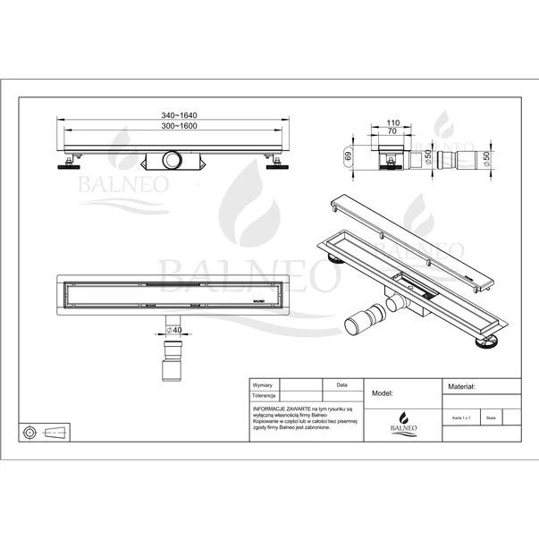 Set rigola dus plus capac Balneo Duplex Next finisaj auriu lucios - oglinda 80 cm picture - 7