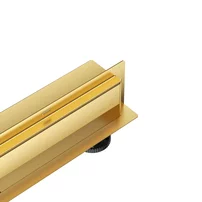 Set rigola dus plus capac Balneo W-Drain Next finisaj auriu lucios 70 cm scurgere la perete