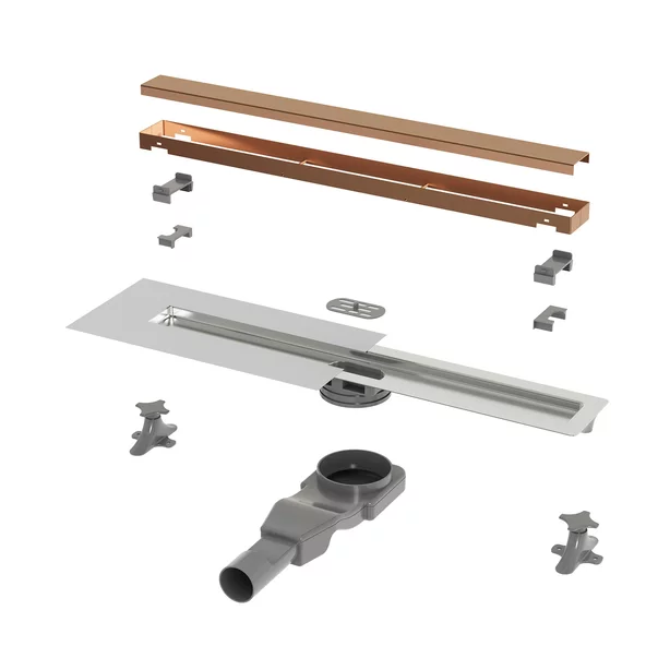 Set rigola dus plus capac Wirquin Linear finisaj bronz periat 60 cm picture - 3