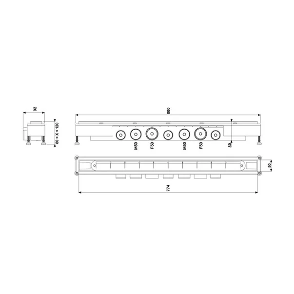 Set rigola dus plus capac Wirquin Venisio Mikado finisaj inox 80 cm picture - 5