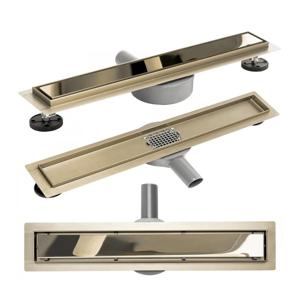 Set Rigola Pentru Dus Plus Capac 100 Cm Rea Neo Pure Mirror Pro Auriu 