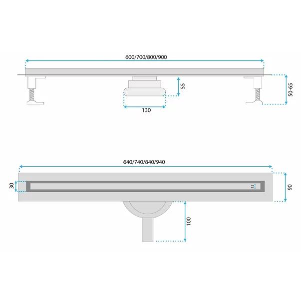 Set rigola pentru dus plus capac auriu periat Rea Neox Slim Pro 80 cm picture - 8