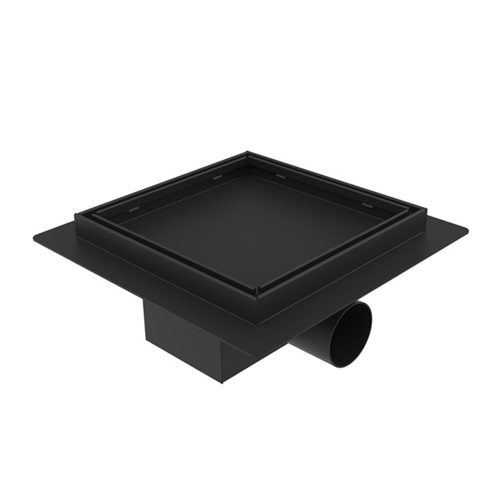 Set rigola pentru dus plus capac Inter Ceramic New Generation 15x15 cm finisaj negru mat/faiantabil