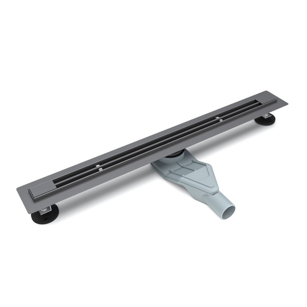 Set rigola pentru dus plus capac Inter Ceramic New Generation Slim 60 cm finisaj Gun Grey mat