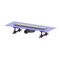 Set rigola pentru dus plus capac Kessel Linearis Compact 65 cm inox cu sita de par si clapeta multistop