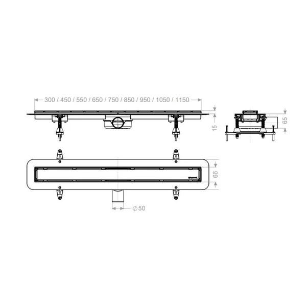 Set rigola pentru dus plus capac Kessel Linearis Compact 65 cm inox cu sita de par si clapeta multistop picture - 6