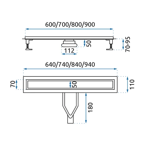 Set rigola pentru dus plus capac negru Rea Neox Superflow 60 cm picture - 9