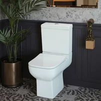 Set vas WC compact pe pardoseala Inter Ceramic Dante Rimless alb cu rezervor si capac softclose