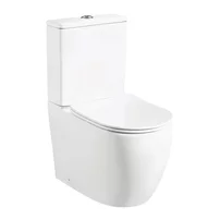 Set vas WC compact pe pardoseala Rune Gunvor Rimless alb cu rezervor si capac softclose