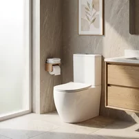 Set vas WC compact pe pardoseala Rune Gunvor Rimless alb cu rezervor si capac softclose