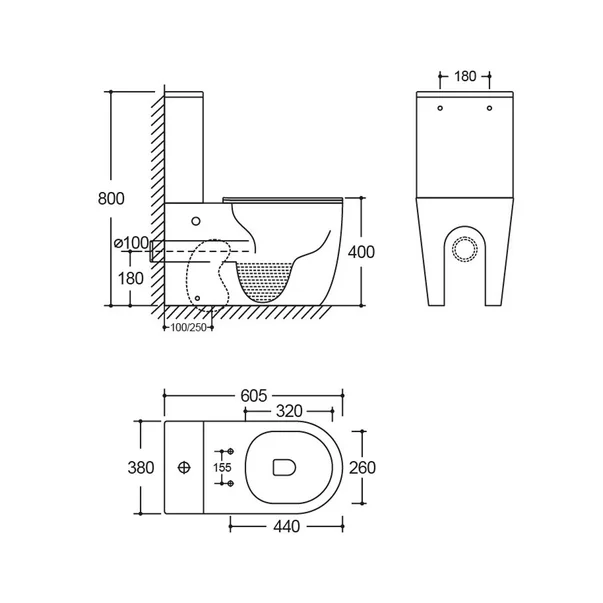 Set vas WC compact pe pardoseala Rune Gunvor Rimless negru cu rezervor si capac softclose picture - 2