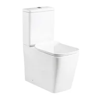 Set vas WC compact pe pardoseala Rune Isa Rimless alb cu rezervor si capac softclose