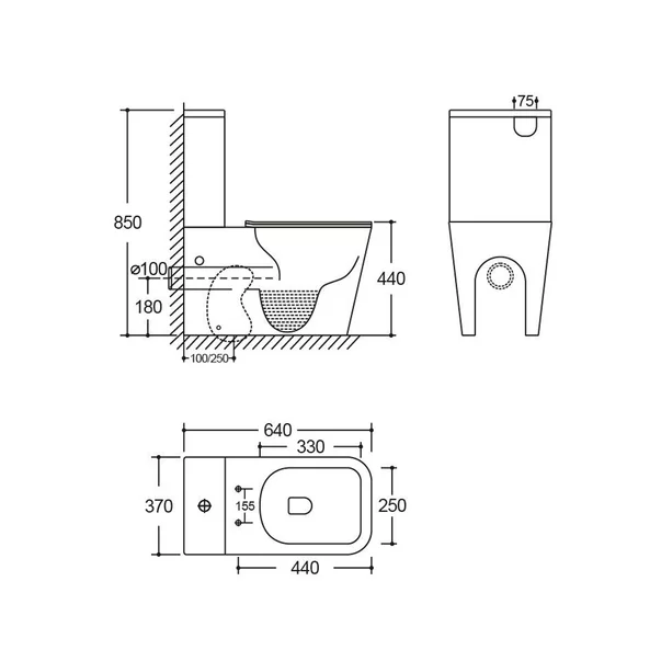Set vas WC compact pe pardoseala Rune Isa Rimless alb cu rezervor si capac softclose picture - 2