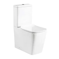 Set vas WC compact pe pardoseala Rune Isa Rimless alb cu rezervor si capac softclose