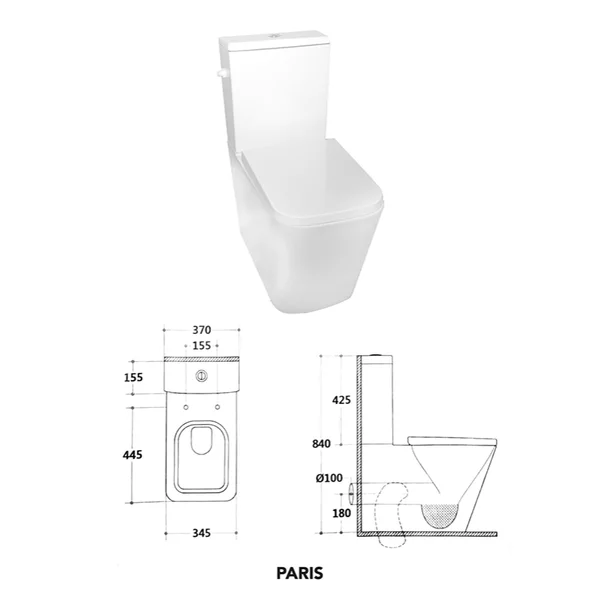 Set vas wc cu capac si rezervor aparent Fluminia Paris picture - 9