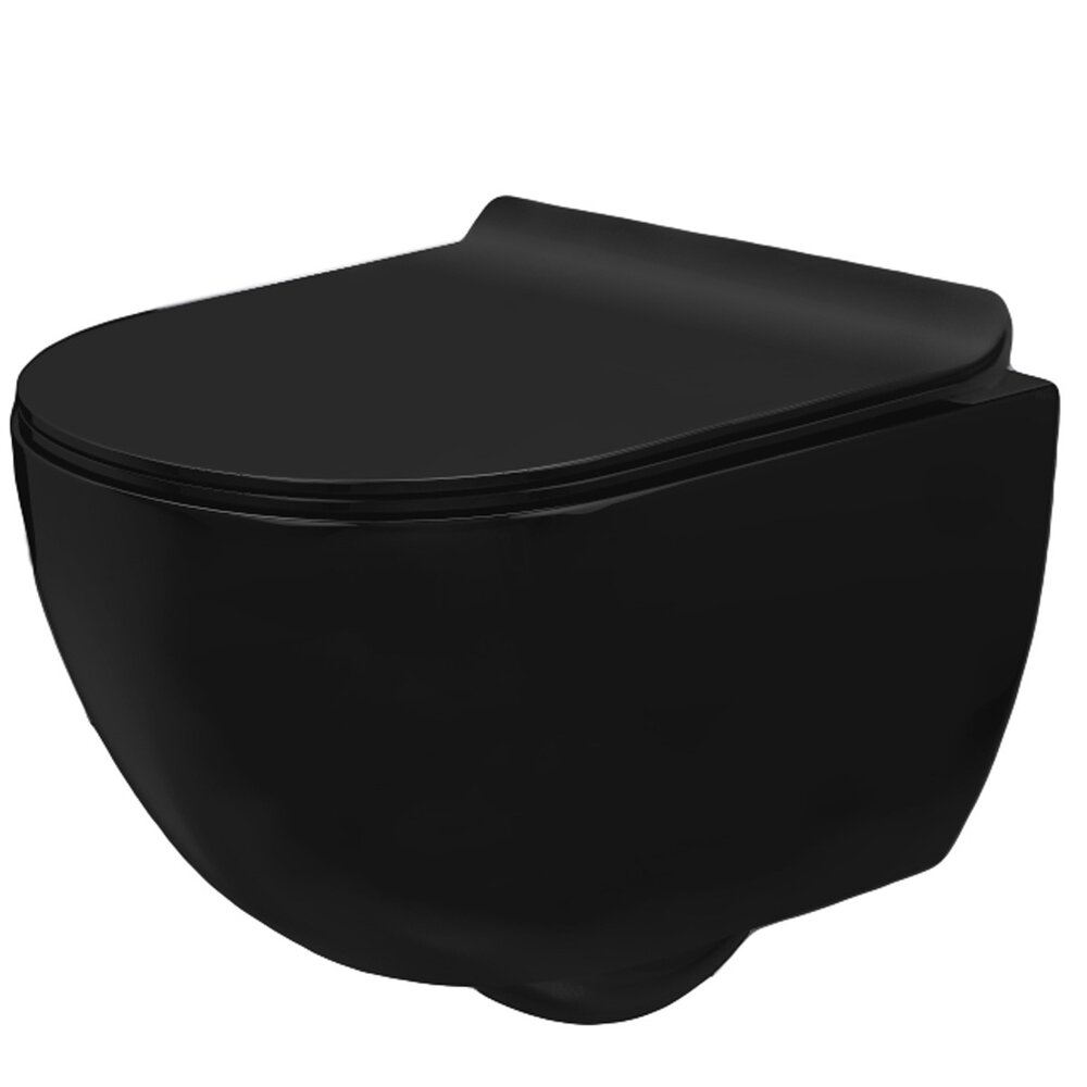 Set vas wc negru mat suspendat Rea Carlo Mini capac slim softclose neakaisa.ro