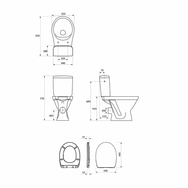 Set vas WC pe pardoseala 698 Cersanit Cersania II rezervor 010 si capac softclose alb picture - 8