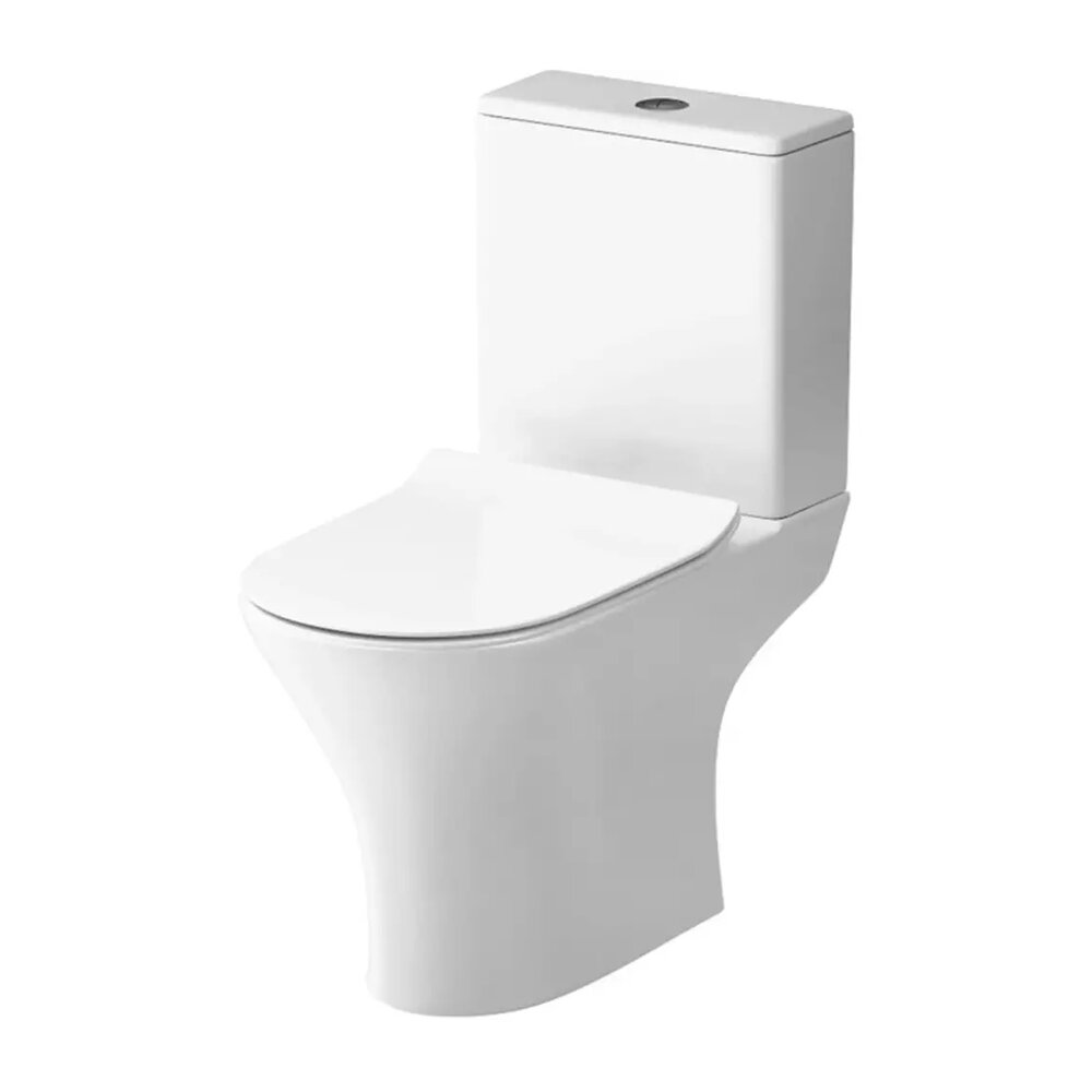Set vas WC pe pardoseala AM.PM Flash FlashClean cu capac softclose alb lucios si rezervor aparent