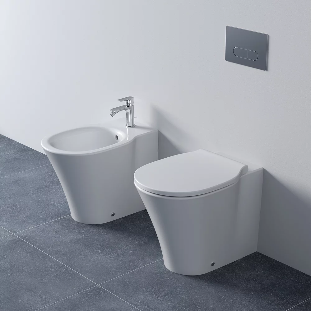 Set vas wc pe pardoseala BTW cu capac softclose slim si bideu