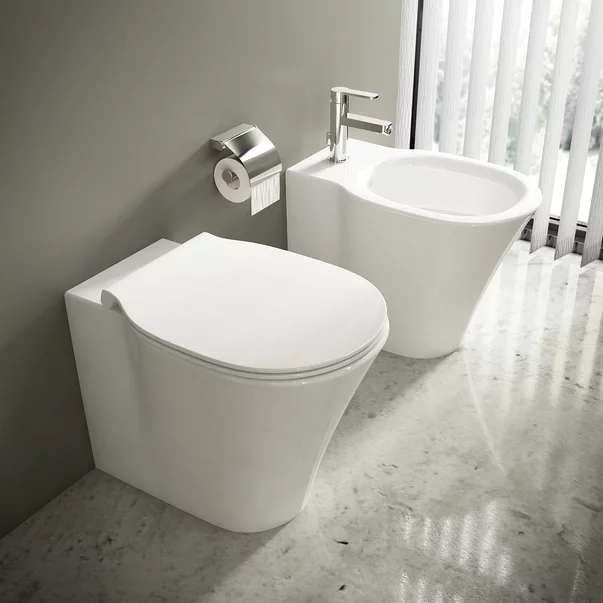 Set vas wc pe pardoseala BTW cu capac softclose slim si bideu Ideal Standard Connect Air Aquablade picture - 3