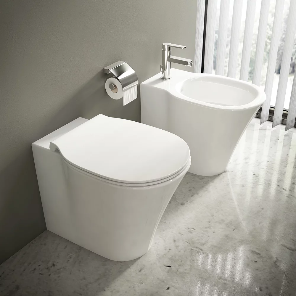 Set vas wc pe pardoseala BTW cu capac softclose slim si bideu