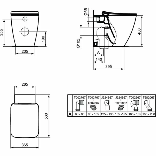 Set vas wc pe pardoseala cu capac slim soft close Ideal Standard Strada II AquaBlade BackToWall picture - 8
