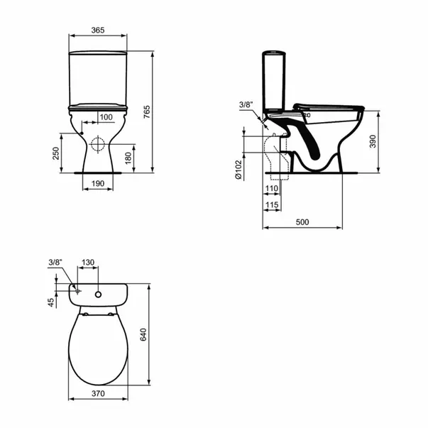 Set vas WC pe pardoseala cu functie bideu Ideal Standard Vidima rezervor 3/6 l si capac alb picture - 3
