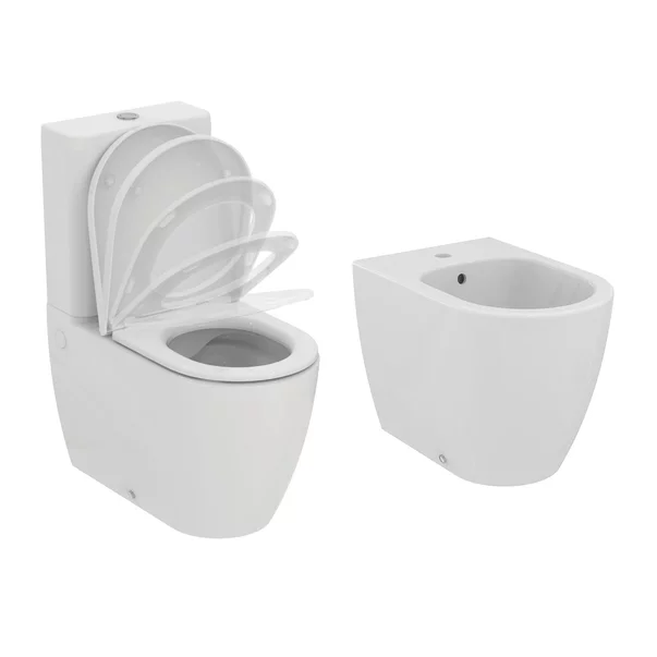 Set vas WC pe pardoseala Ideal Standard Ellisse BTW cu capac softclose alb si bideu picture - 2